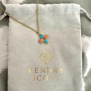Kendra Scott Color Bar Necklace with Teal and Orange Stones